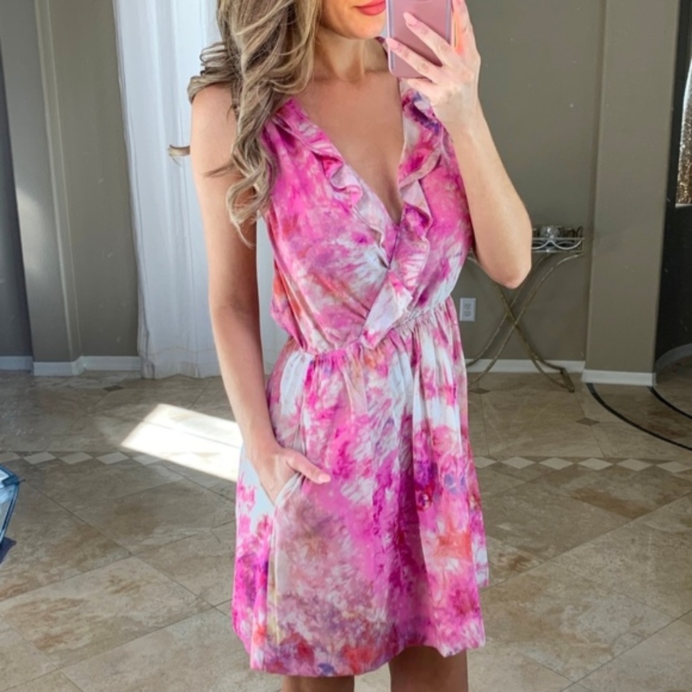 Rachel Roy Pink Ruffle Surplice Fit & Flare Dress - Picture 4 of 4